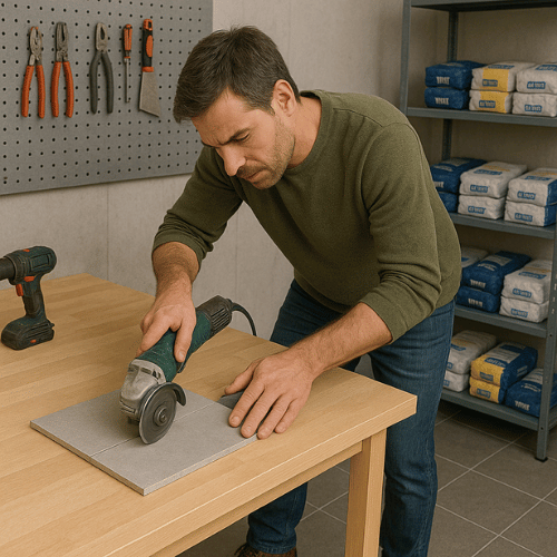 atelier bricolage sol grès cérame et outillage - La maison de Martin
