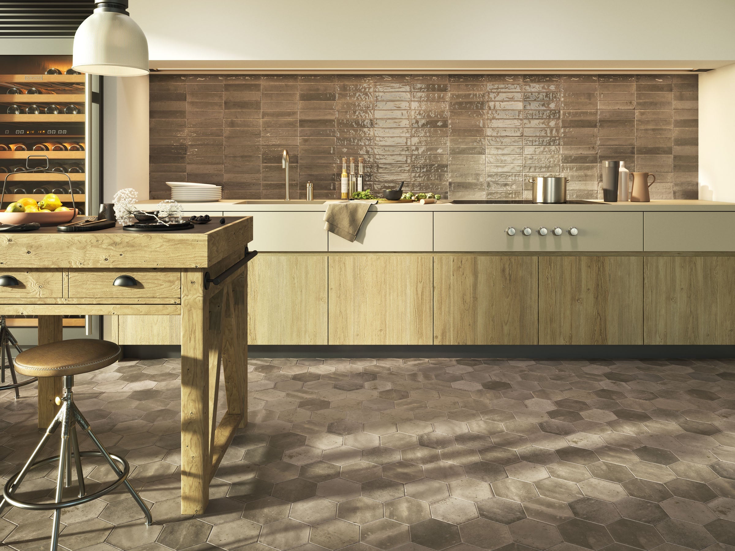 17,3X15 LOFTERRA - marron hexagonal mat - la maison de Martin