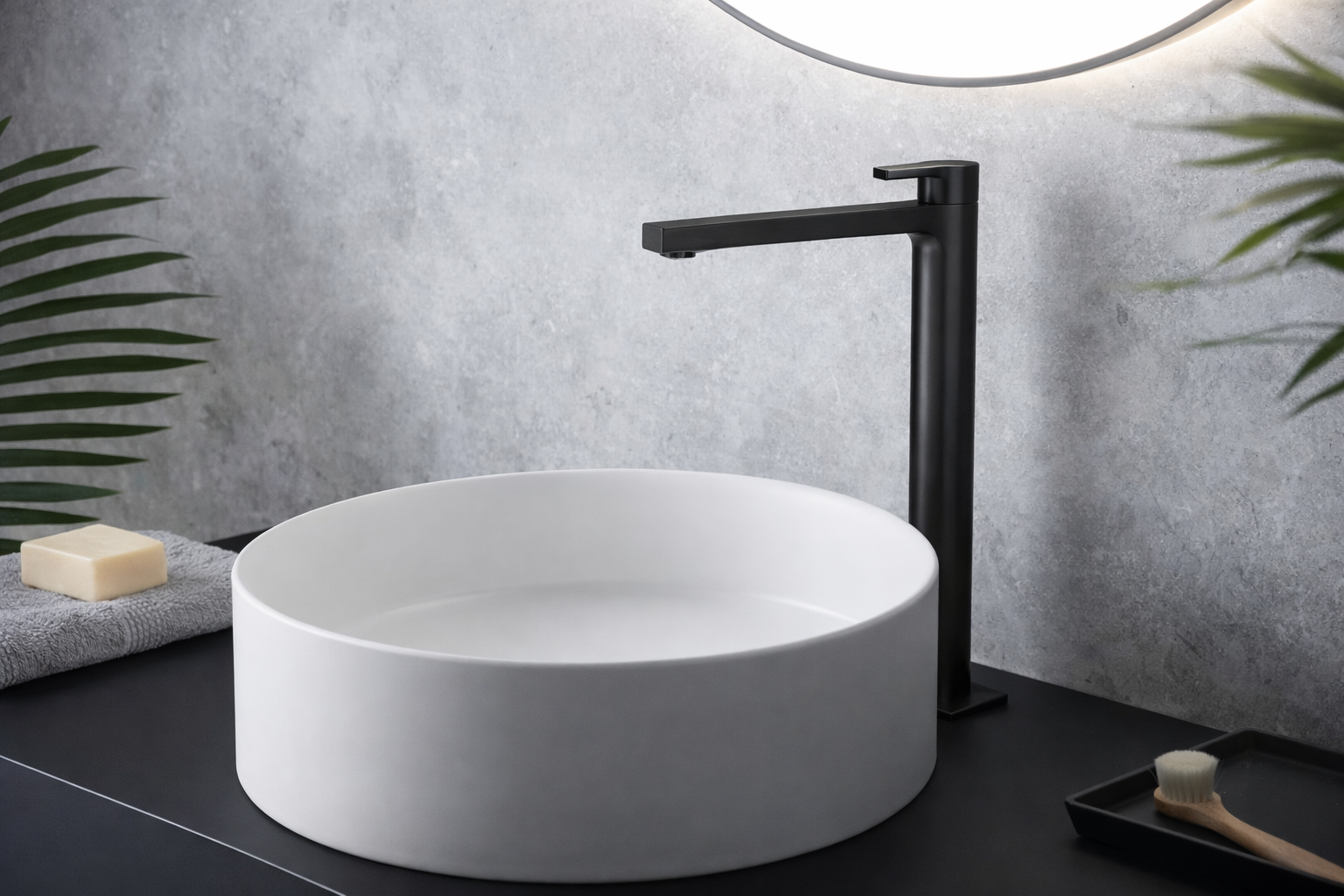 INFINITY MITIGEUR LAVABO VIDAGE METAL CHROME NOIR BROSSEE