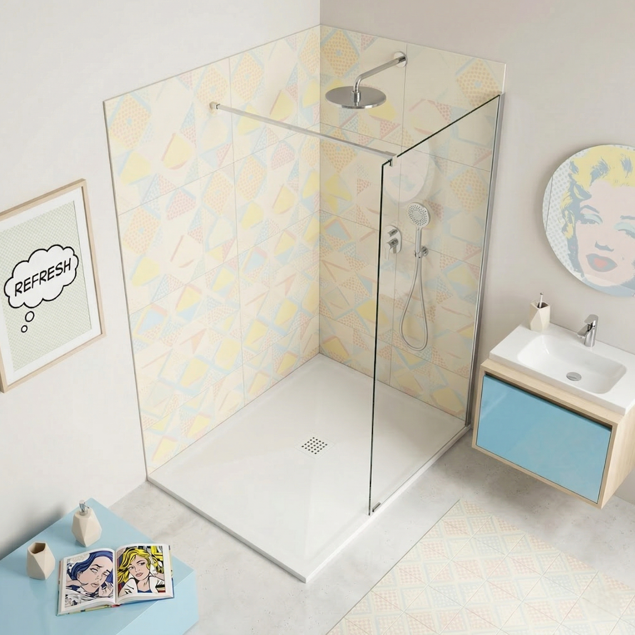 RECEVEUR DE DOUCHE HARMONIA 100x80  VERT MAT - La maison de Martin