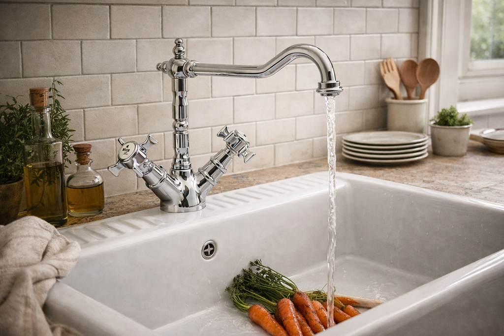 HERITAGE EVIER RETRO BEC POTENCE MOBILE CHROME