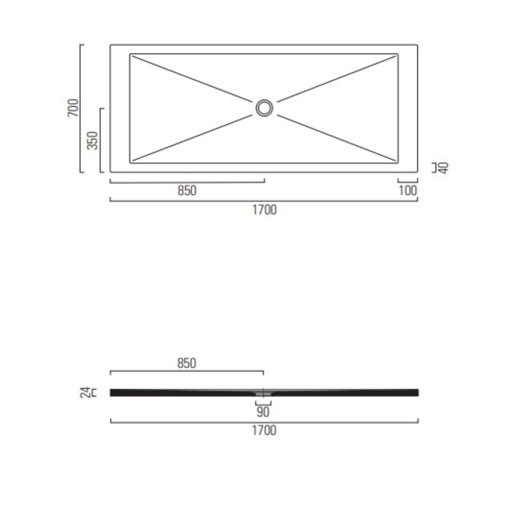 RECEVEUR DE DOUCHE  HARMONIA  170x70  (5 COULEURS ET DECOUPABLE)