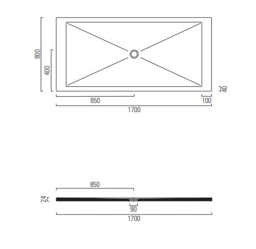 RECEVEUR DE DOUCHE  HARMONIA  170x80  (5 COULEURS ET DECOUPABLE)