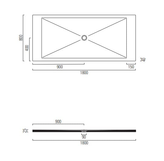 RECEVEUR DE DOUCHE  HARMONIA  180x80  (5 COULEURS ET DECOUPABLE)