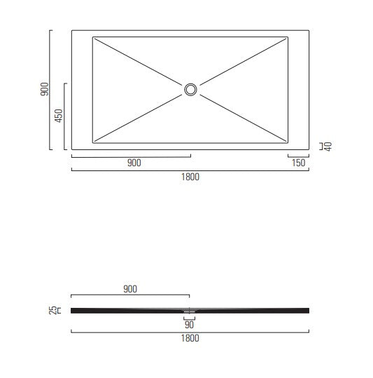 RECEVEUR DE DOUCHE  HARMONIA  180x90  (5 COULEURS ET DECOUPABLE)