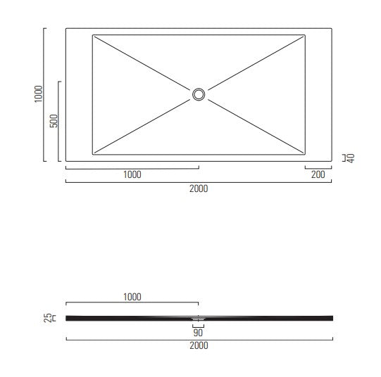 RECEVEUR DE DOUCHE  HARMONIA  200x100 (5 COULEURS ET DECOUPABLE)