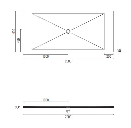 RECEVEUR DE DOUCHE  HARMONIA  200x90 (5 COULEURS ET DECOUPABLE)