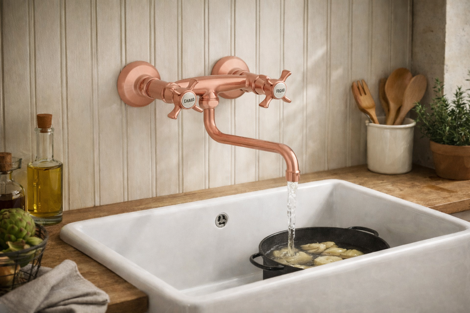 HERITAGE EVIER MURAL BEC DESSOUS MOBILE OR ROSE BROSSE PVD