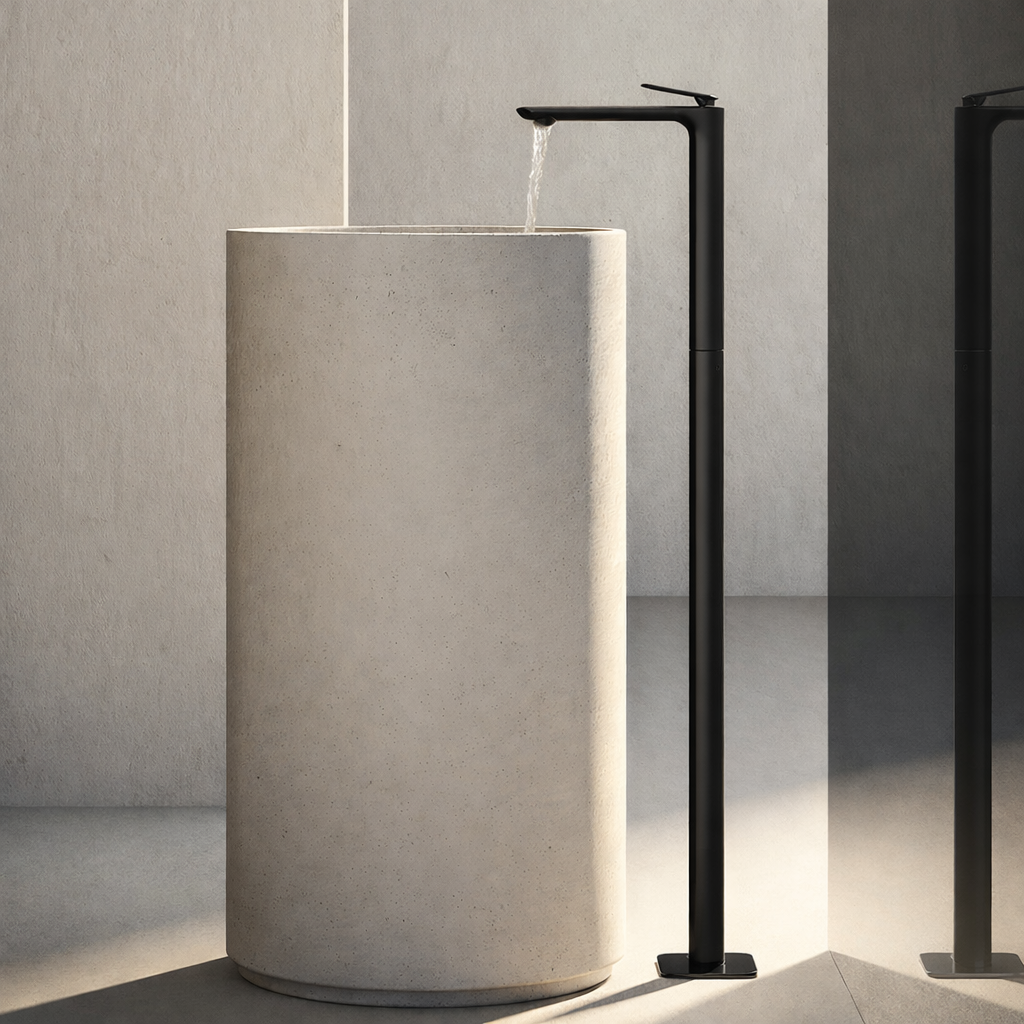 COVER MITIGEUR LAVABO MI-HAUT AVEC VIDAGE PUSH OPEN CHROME NOIR BROSSEE