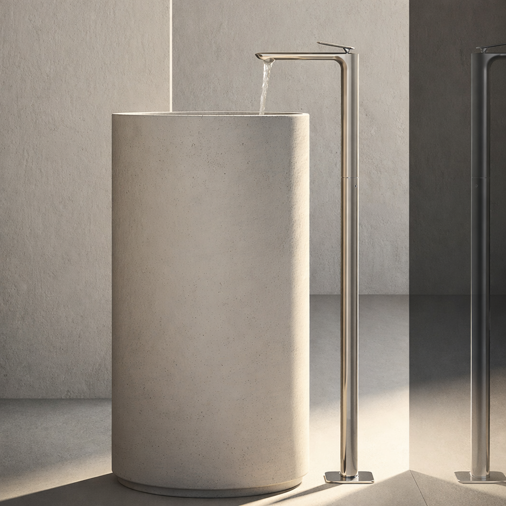 COVER MITIGEUR LAVABO MI-HAUT AVEC VIDAGE PUSH OPEN METAL BROSSEE