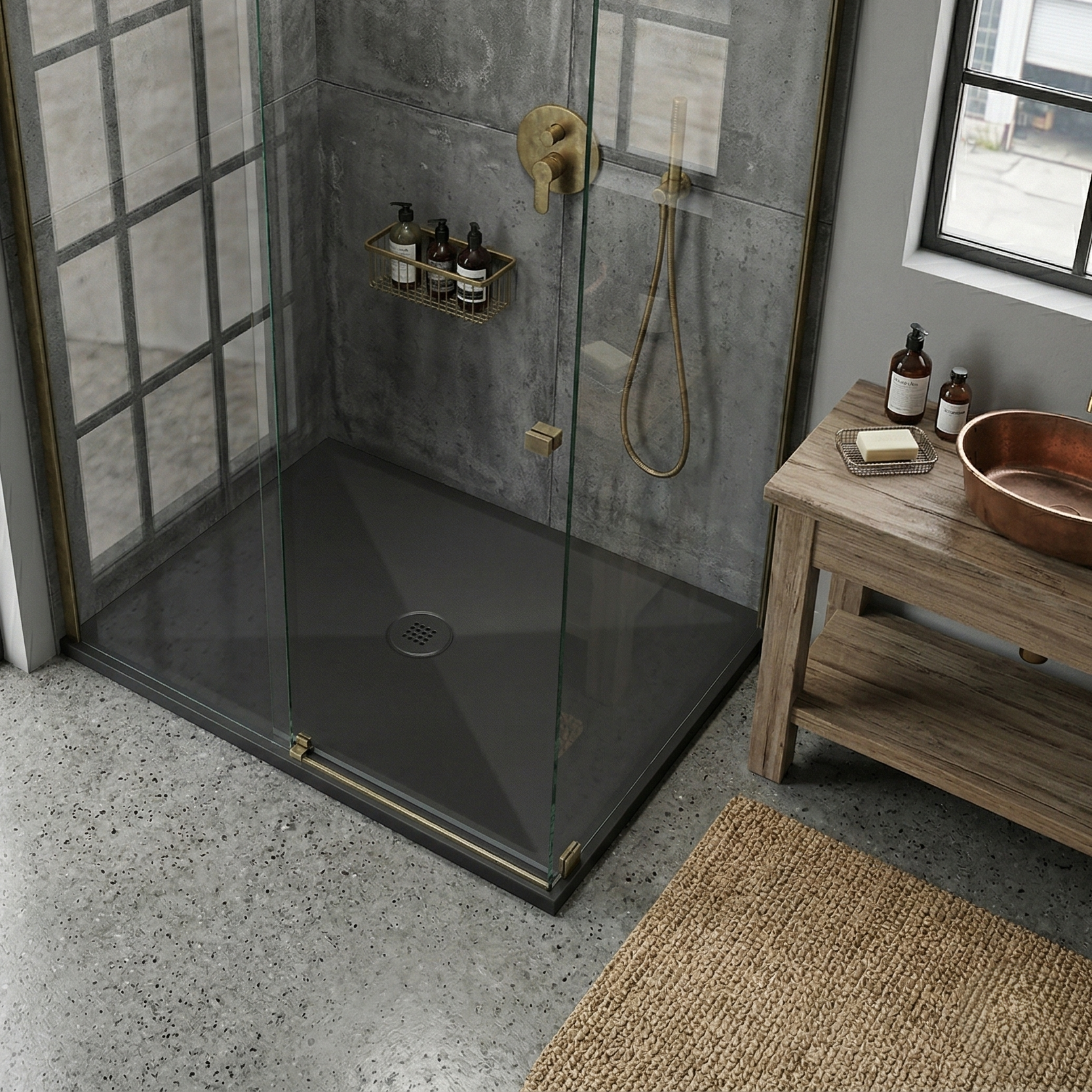 RECEVEUR DE DOUCHE HARMONIA 90x80  VERT MAT - La maison de Martin