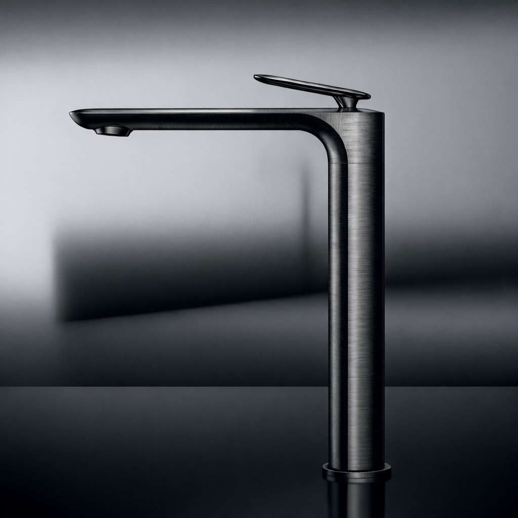 COVER MITIGEUR LAVABO AVEC VIDAGE PUSH OPEN CHROME NOIR BROSSEE