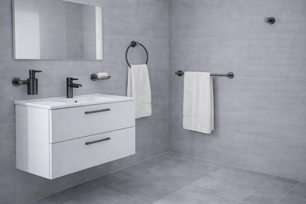 OPERA PORTE SERVIETTE 61 CM CHROME NOIR BROSSEE