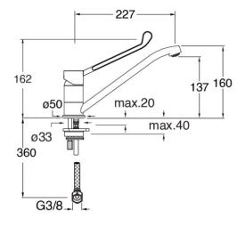 MITIGEUR CUISINE PMR MEDICA CHROME