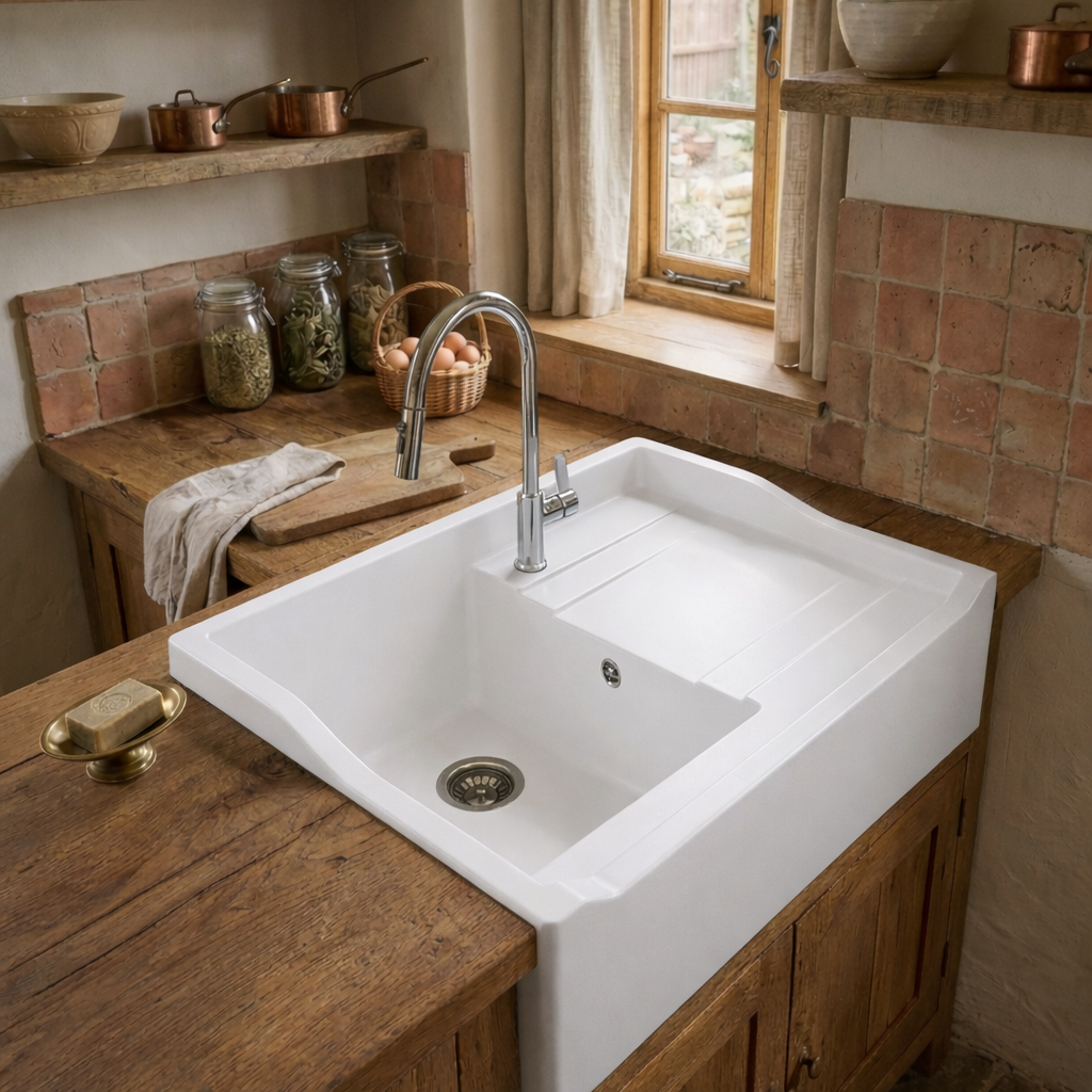 EVIER TIMBRE D'OFFICE SYNTHESE QUARTZ NEW-SIROKA 900X610 BLANC