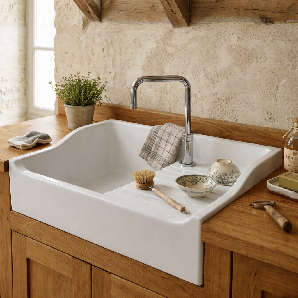 EVIER TIMBRE D'OFFICE CERAMIQUE NAPOLEON 900X610 BLANC