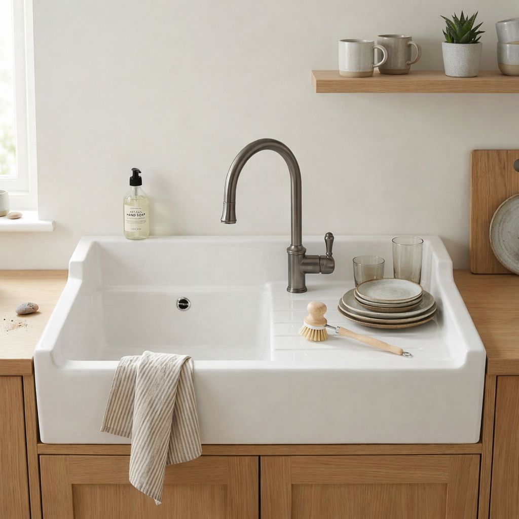 EVIER TIMBRE D'OFFICE CERAMIQUE CHARLES 900X610 BLANC