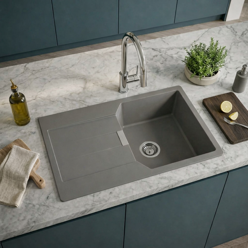 EVIER CRISTALITE URBANA 1000X510 GRIS GRAND BAC
