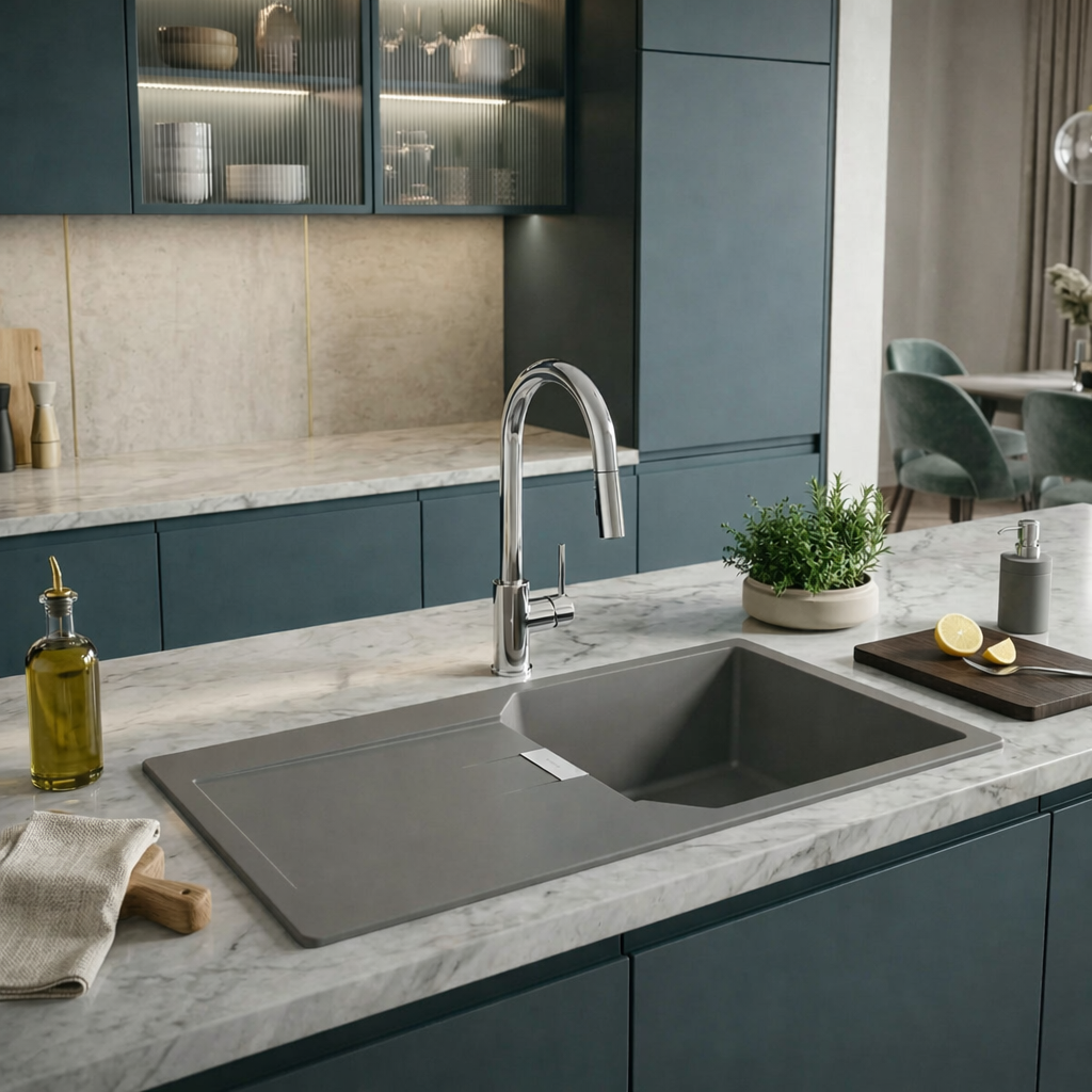 EVIER CRISTALITE URBANA 1000X510 GRIS GRAND BAC