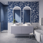 30X90 Décor chroma floral bleu decor set de 3 carreaux