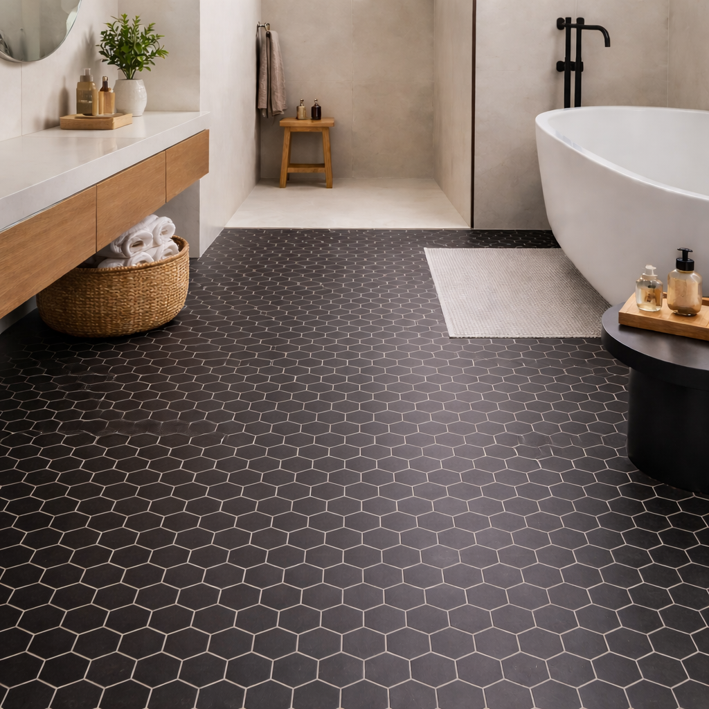 13,9X16 zellige medina hexagone noir