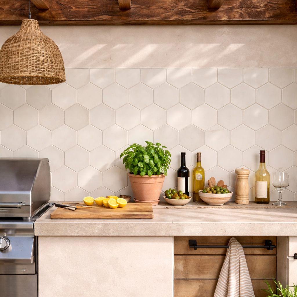 13,9X16 zellige medina hexagone perle