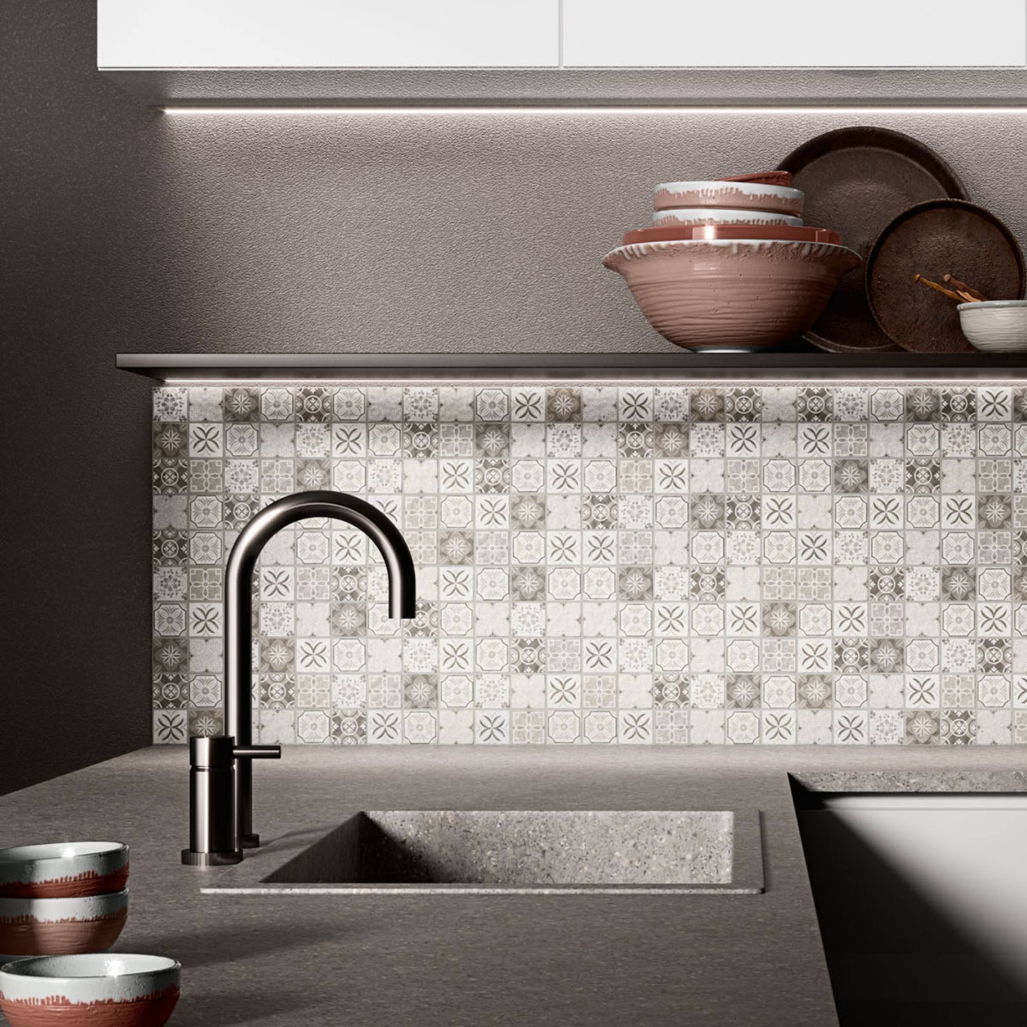 MOSAIQUE CARREAUX CIMENT VERRE