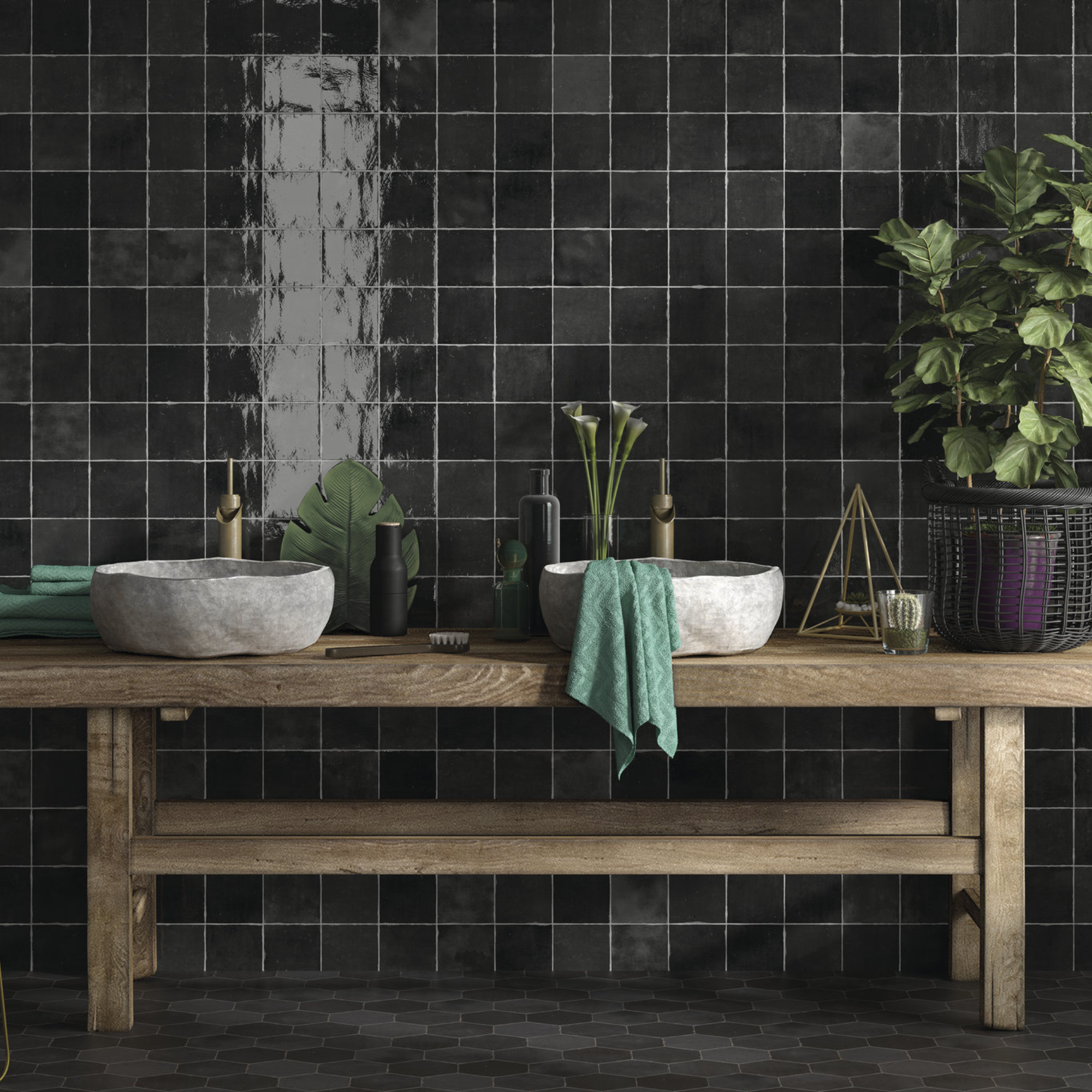 13X13 collection zellige medina noir