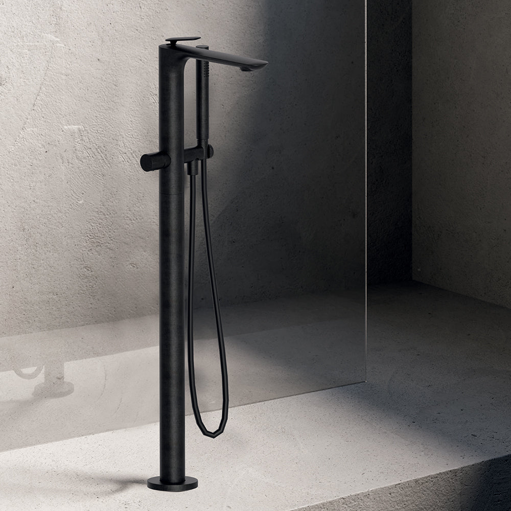 COVER MITIGEUR LAVABO HAUT AVEC VIDAGE PUSH OPEN CHROME NOIR BROSSEE