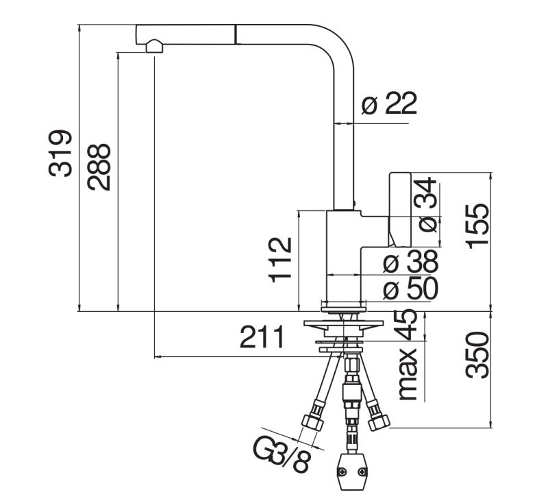 MITIGEUR CUISINE COOK DOUCHETTE 1JET CHROME