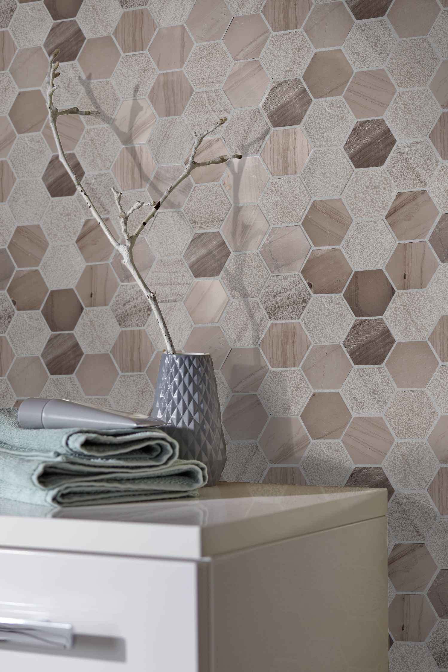 4,8x5,5 MOSAIQUE PIERRE HEXAGONE beige