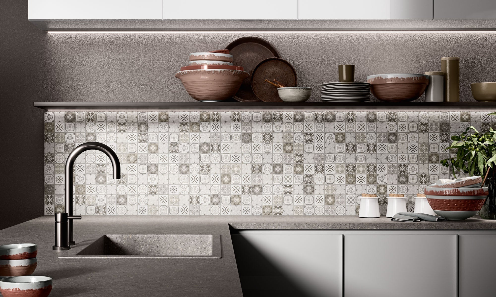 4,8x4,8 MOSAIQUE CARREAUX CIMENT VERRE multicolor