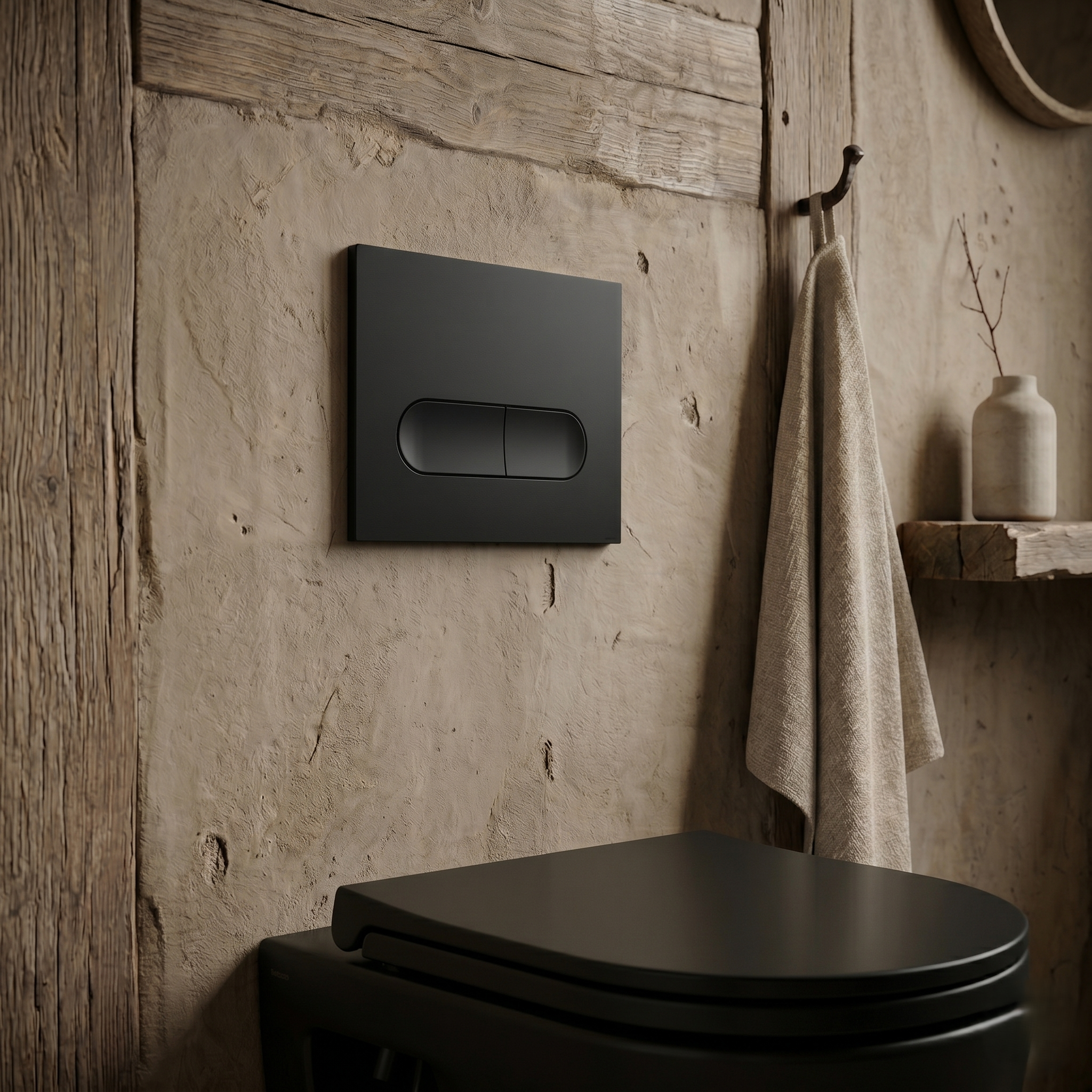 PLAQUE DE DOUBLE CHASSE 3/6 LITRES VELIS NOIR MAT