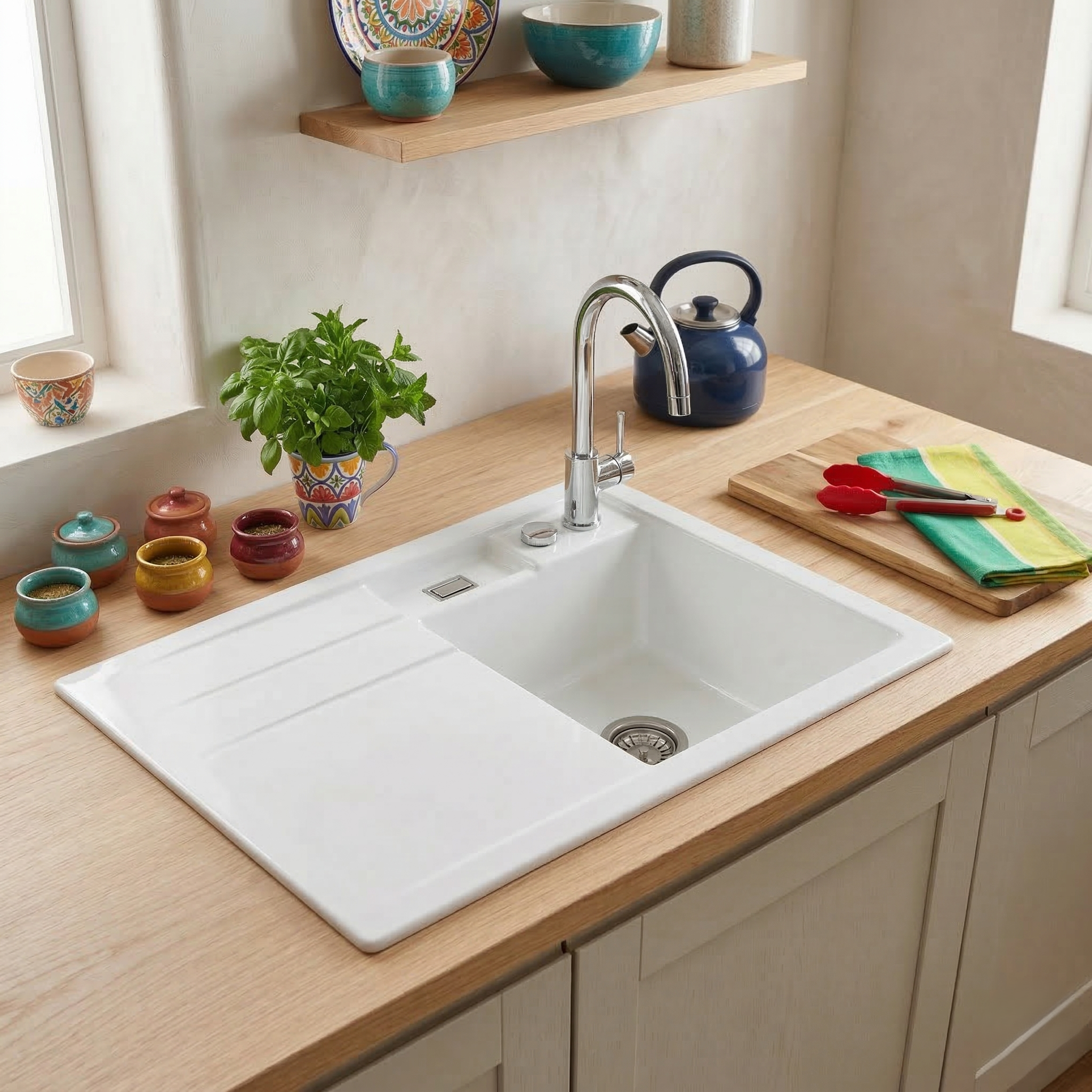 COLLECTION EVIER CERAMIQUE BELORA BLANC