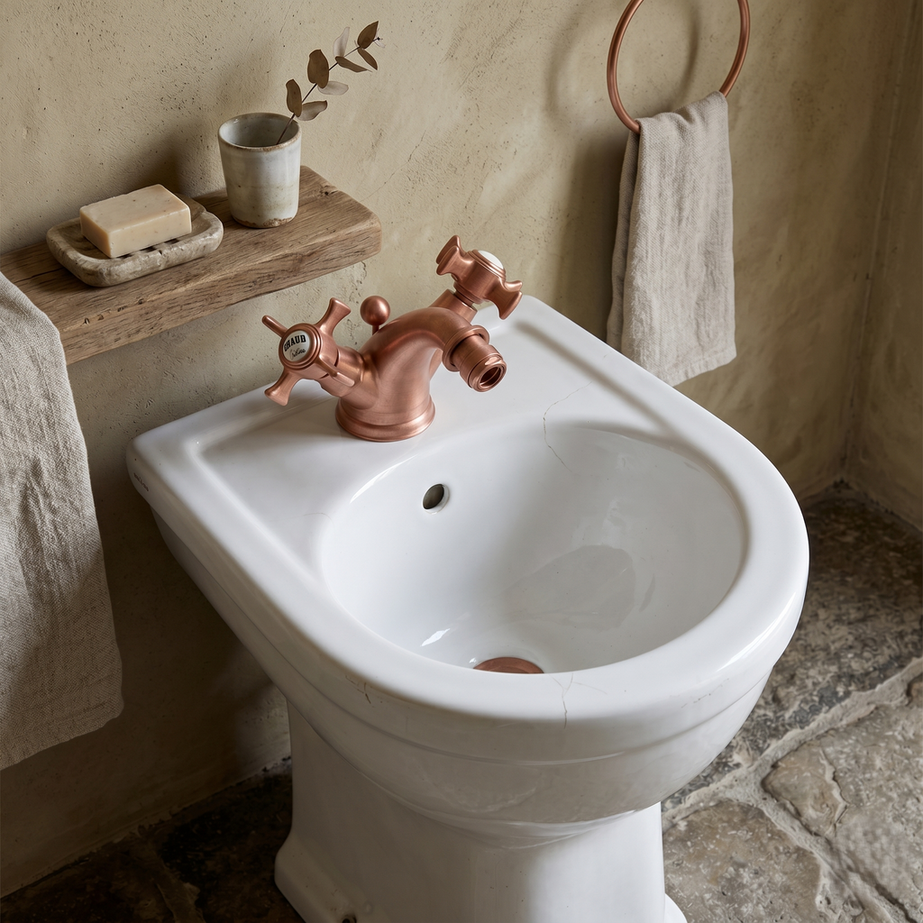 MELANGEUR BIDET HERITAGE OR ROSE