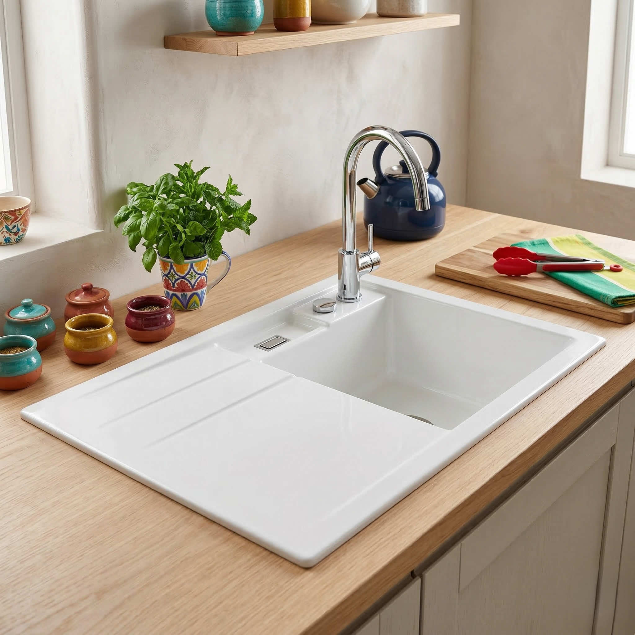 COLLECTION EVIER CERAMIQUE BELORA BLANC