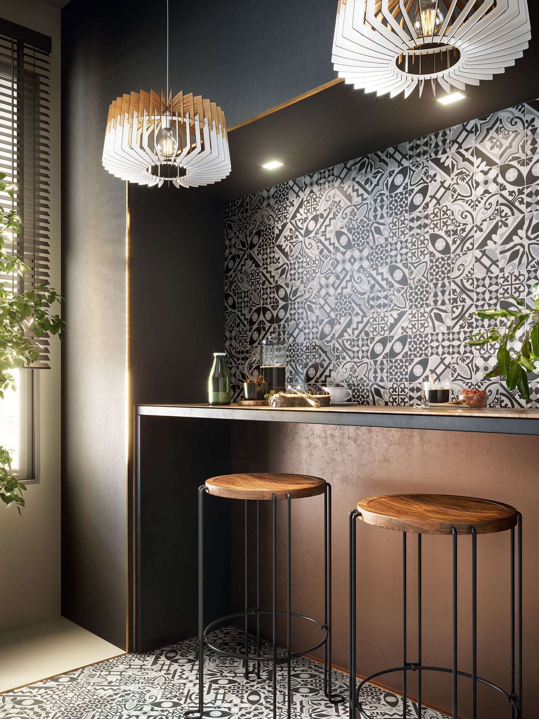 7,8x7,8 MOSAIQUE CARREAUX CIMENT CARRELAGE noir & blanc