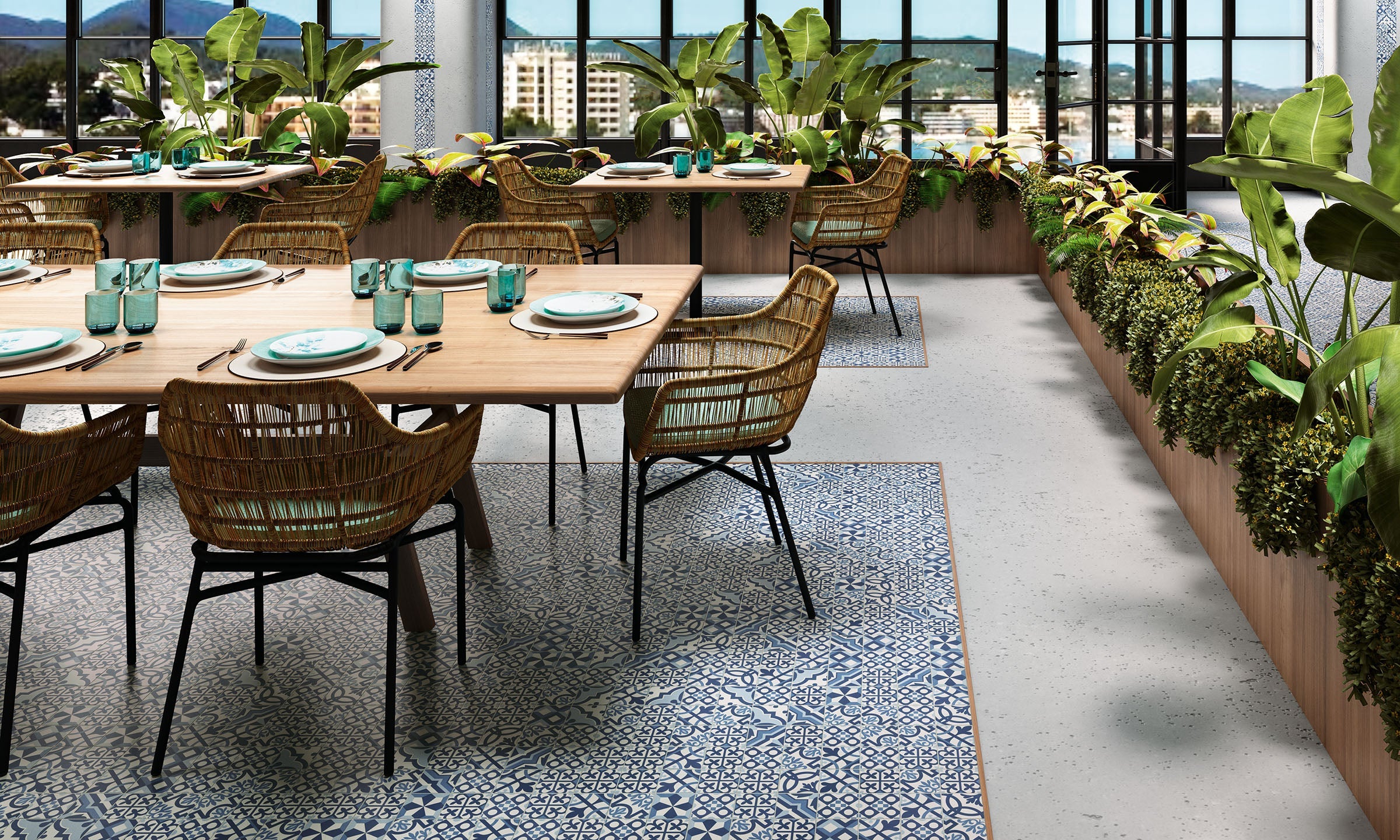 7,8x7,8 MOSAIQUE CARREAUX CIMENT CARRELAGE bleu