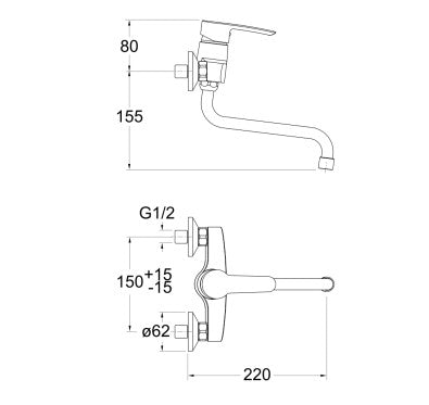 MITIGEUR CUISINE MURAL DAYLIGHT CHROME