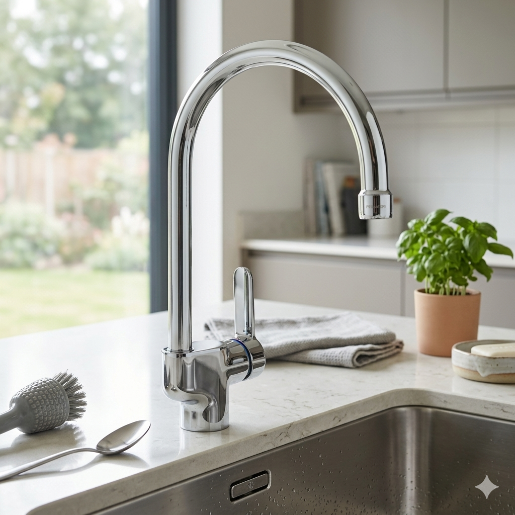 MITIGEUR CUISINE DAYLIGHT COL DE CYGNE DEPORTE CHROME