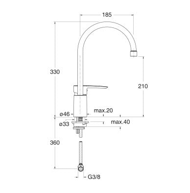 MITIGEUR CUISINE DAYLIGHT COL DE CYGNE DEPORTE CHROME