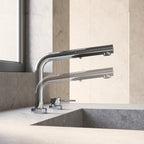 MITIGEUR CUISINE EVIER 2 TROUS BEC RÉTRACTABLE ET DOUCHETTE EXTRACTIBLE CHROME