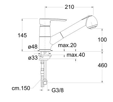 MITIGEUR CUISINE DAYLIGHT DOUCHETTE 2 JETS CHROME NF