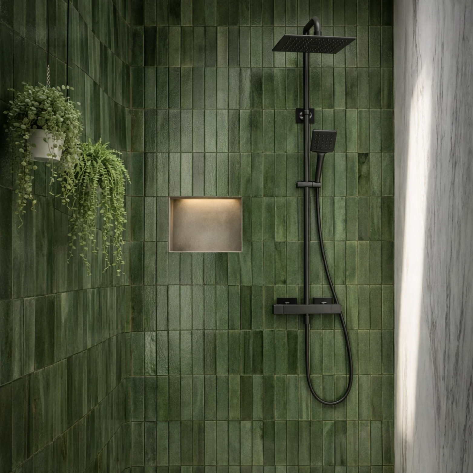 COLONNE DE DOUCHE PLANE CHROME NOIR BROSSEE