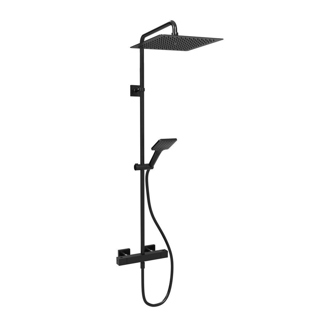 COLONNE DE DOUCHE PLANE CHROME NOIR BROSSEE
