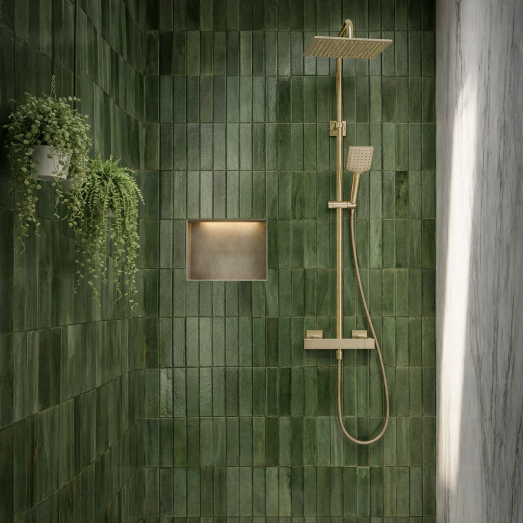 COLONNE DE DOUCHE PLANE OR BROSSE