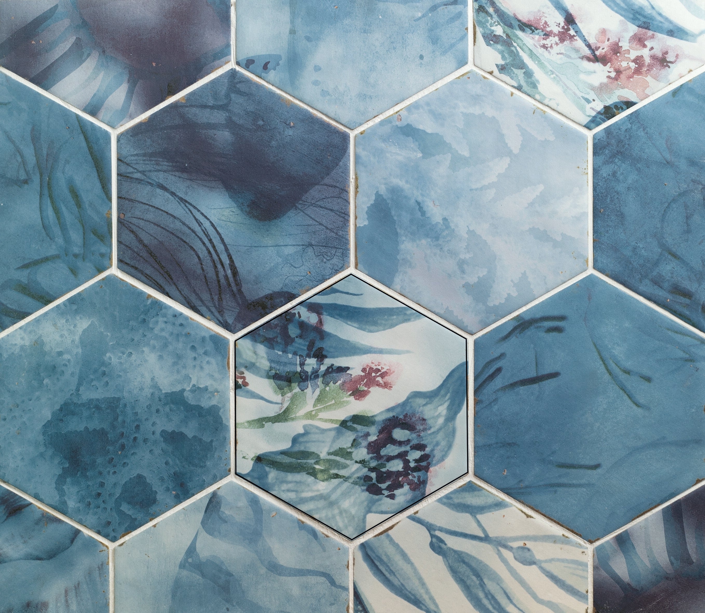 13,9X16 ZELLIGE MEDINA DECORS HEXAGONE BLEU MIX