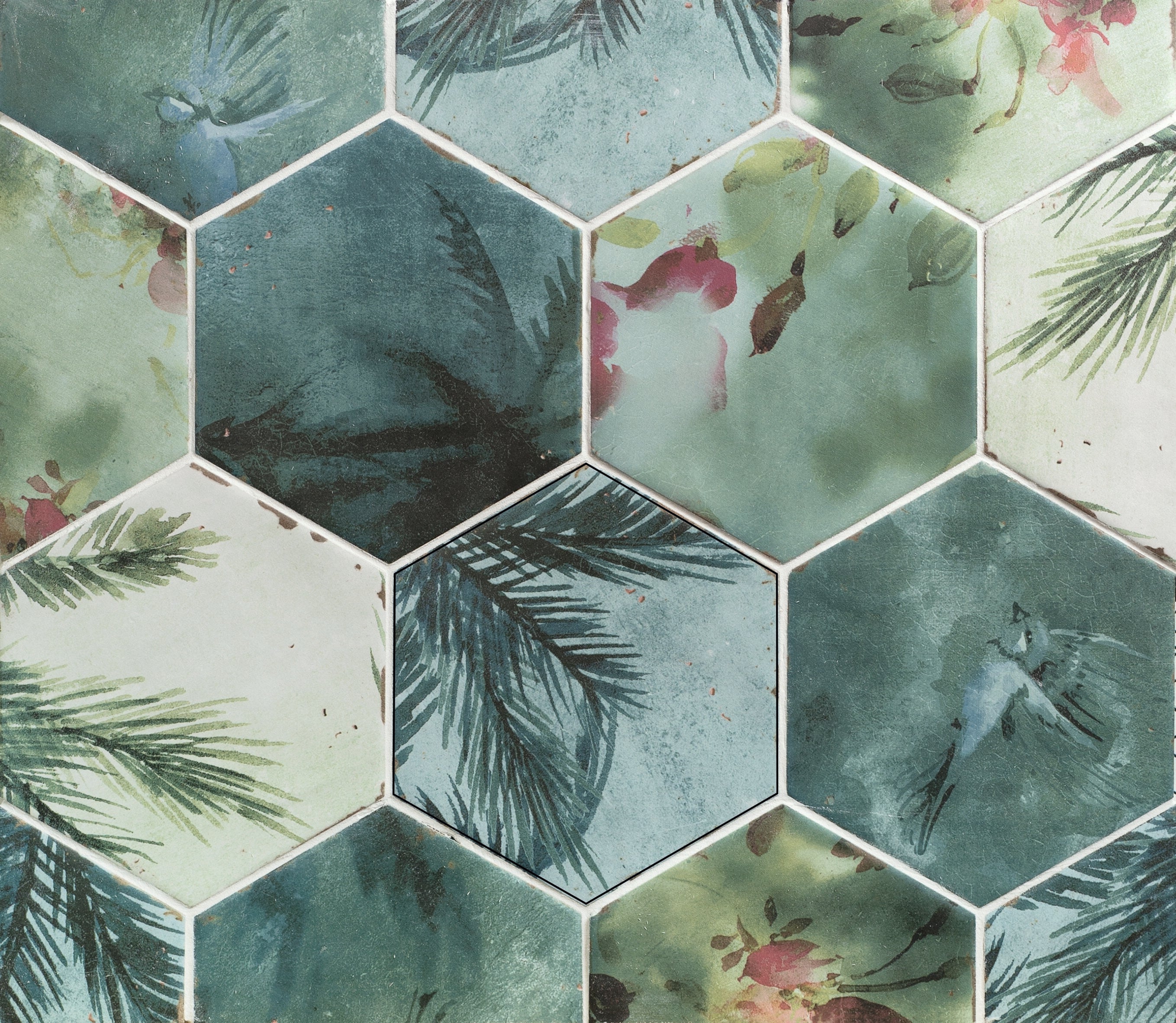 13,9X16 ZELLIGE MEDINA DECORS HEXAGONE TURQUOISE MIX