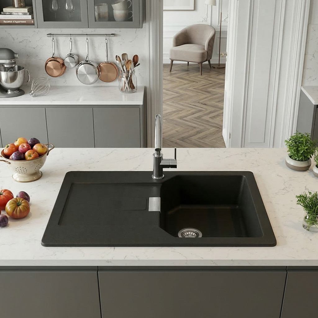 EVIER CRISTALITE URBANA 690X510 NOIR
