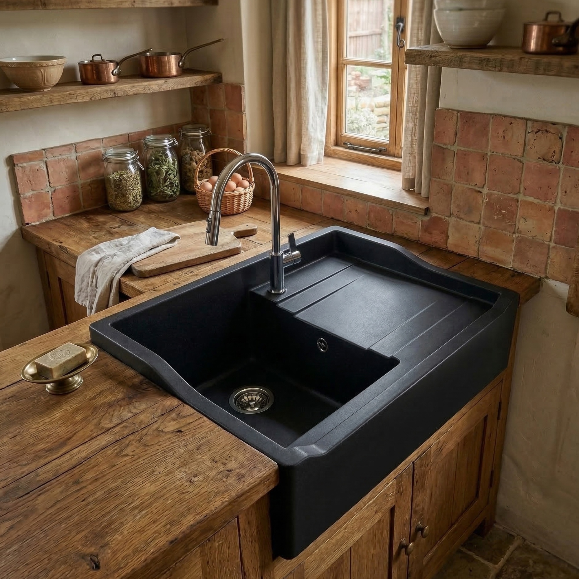 EVIER TIMBRE D'OFFICE SYNTHESE QUARTZ NEW-SIROKA 900X610 NOIR